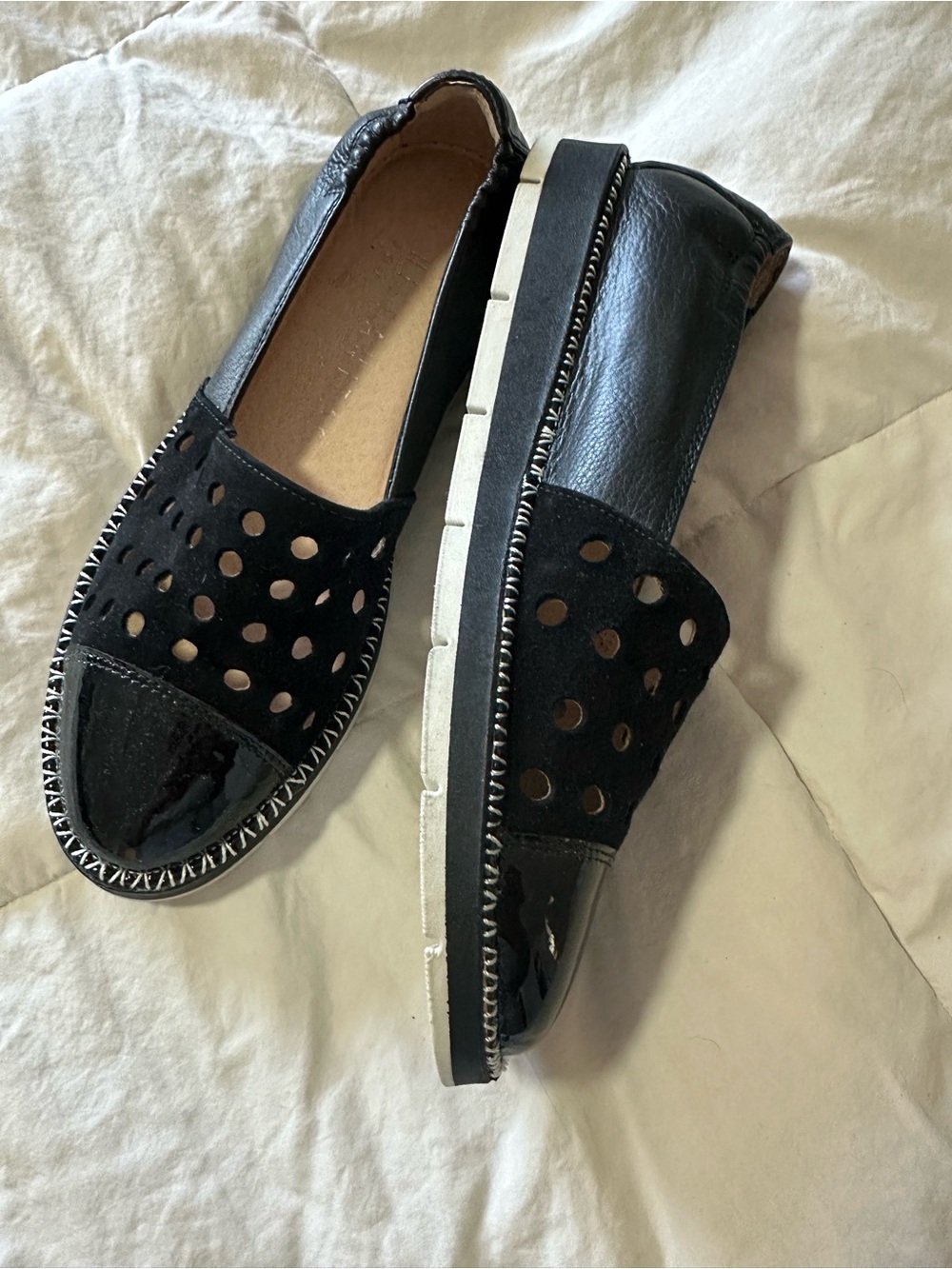 Black Women's Perforated Slip-On Flats